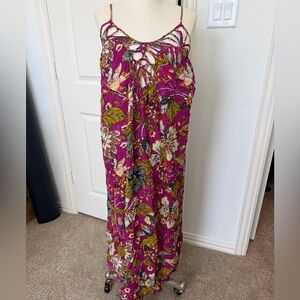Anthropologie Floral Maxi Dress in Magenta